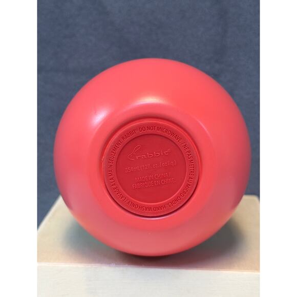 Rabbit 12 oz Double Wall Stainless Steel Wine Tumbler wClear Lid Coral Pink New - Picture 6 of 6